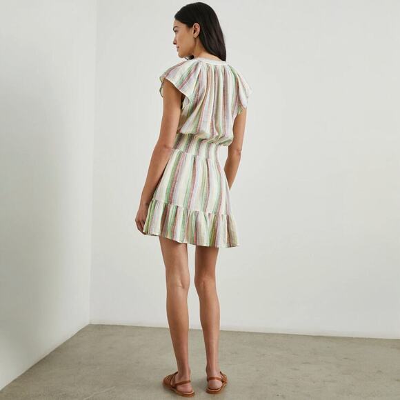 Rails Augustine Smocked Waist Mini Dress in Palais Stripe Size M - Picture 4 of 10